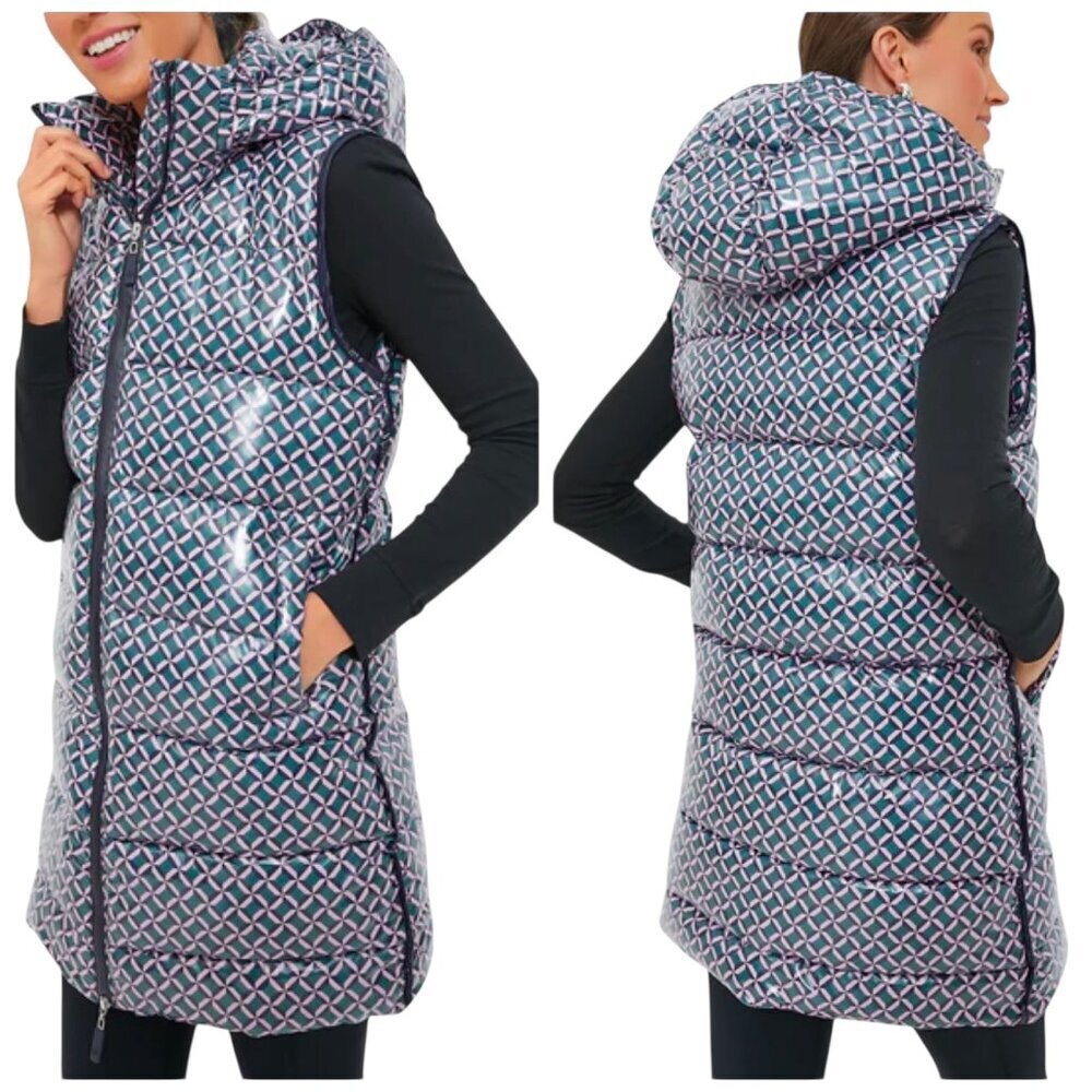 Addison Bay Trellis Everywhere Puffer Vest Hooded XXS NWT